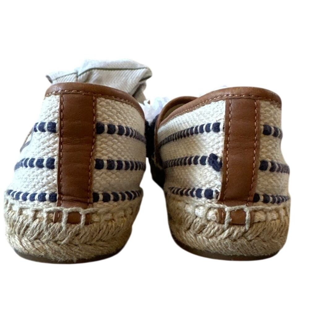 Tory Burch Shaw Fringe Espadrilles Navy Cream Stripe 8 - Picture 4 of 13